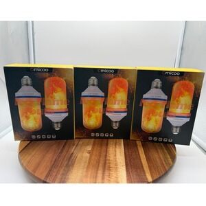 Omicoo LED Flame Light Bulbs 4 Modes E26 E27 Base 6W 320LM 1400K 3 Pack   0349